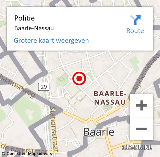 Locatie op kaart van de 112 melding: Politie Baarle-Nassau op 29 juli 2022 16:13