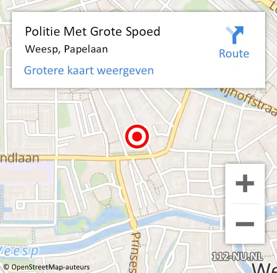 Locatie op kaart van de 112 melding: Politie Met Grote Spoed Naar Weesp, Papelaan op 29 juli 2022 16:13