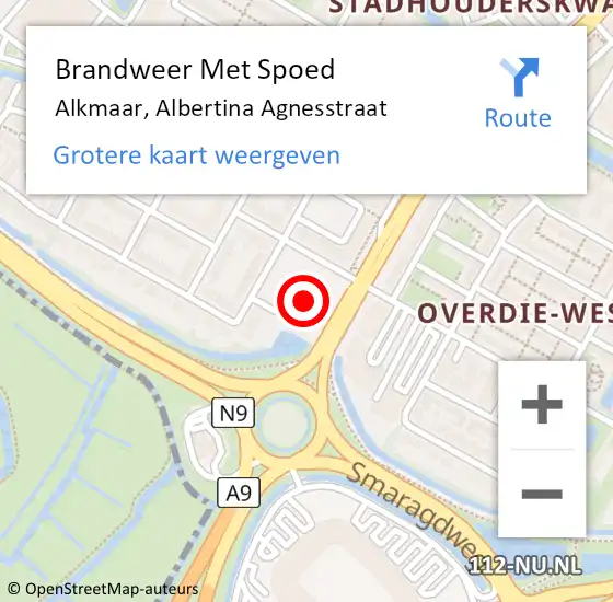 Locatie op kaart van de 112 melding: Brandweer Met Spoed Naar Alkmaar, Albertina Agnesstraat op 29 juli 2022 16:16