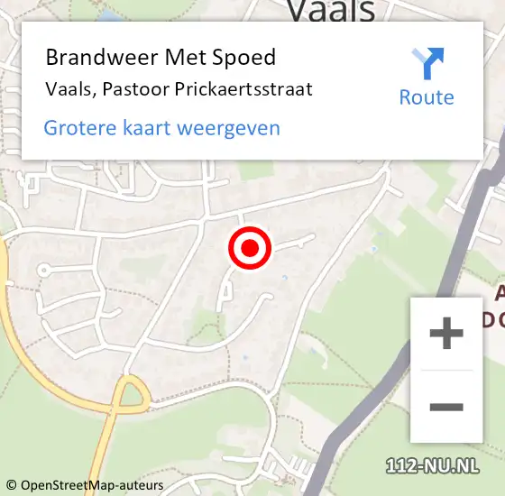 Locatie op kaart van de 112 melding: Brandweer Met Spoed Naar Vaals, Pastoor Prickaertsstraat op 29 juli 2022 16:25