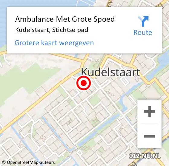 Locatie op kaart van de 112 melding: Ambulance Met Grote Spoed Naar Kudelstaart, Stichtse pad op 29 juli 2022 16:36