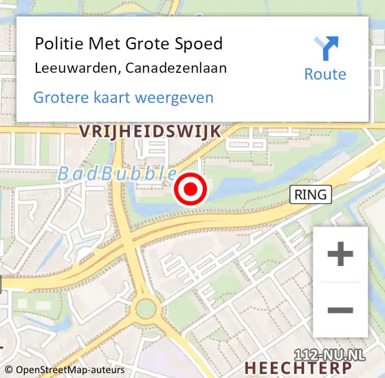 Locatie op kaart van de 112 melding: Politie Met Grote Spoed Naar Leeuwarden, Canadezenlaan op 29 juli 2022 16:49