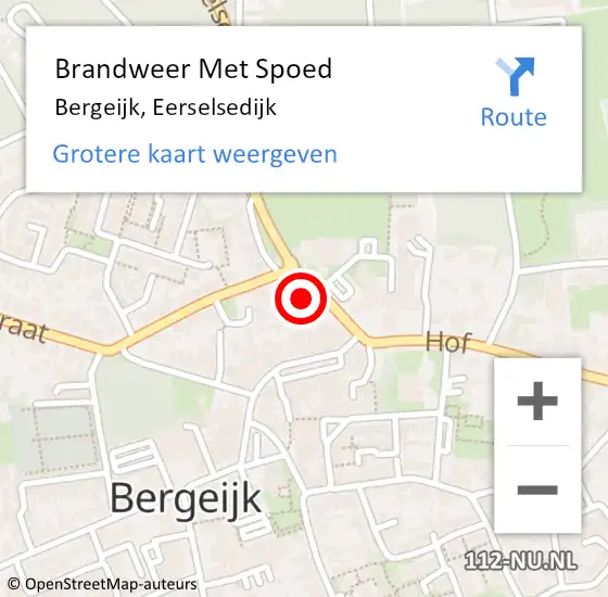 Locatie op kaart van de 112 melding: Brandweer Met Spoed Naar Bergeijk, Eerselsedijk op 29 juli 2022 17:12