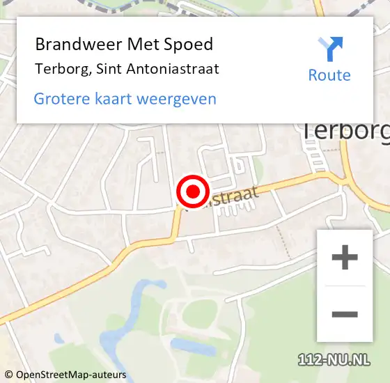 Locatie op kaart van de 112 melding: Brandweer Met Spoed Naar Terborg, Sint Antoniastraat op 29 juli 2022 17:21