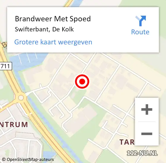 Locatie op kaart van de 112 melding: Brandweer Met Spoed Naar Swifterbant, De Kolk op 29 juli 2022 17:39