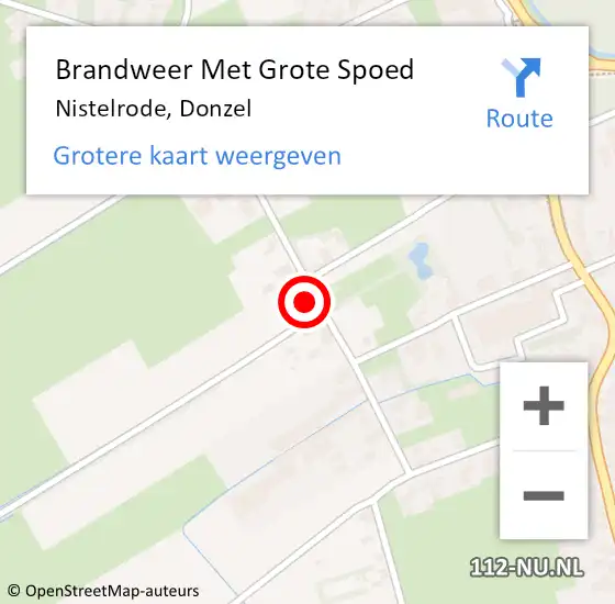 Locatie op kaart van de 112 melding: Brandweer Met Grote Spoed Naar Nistelrode, Donzel op 29 juli 2022 17:41