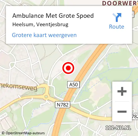 Locatie op kaart van de 112 melding: Ambulance Met Grote Spoed Naar Heelsum, Veentjesbrug op 29 juli 2022 17:48