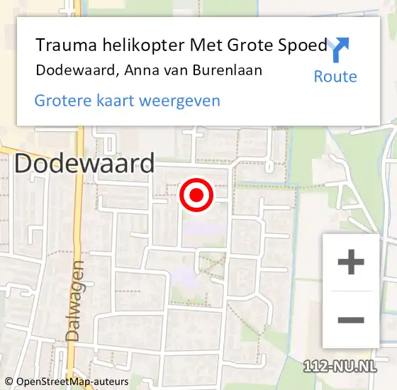 Locatie op kaart van de 112 melding: Trauma helikopter Met Grote Spoed Naar Dodewaard, Anna van Burenlaan op 29 juli 2022 17:57