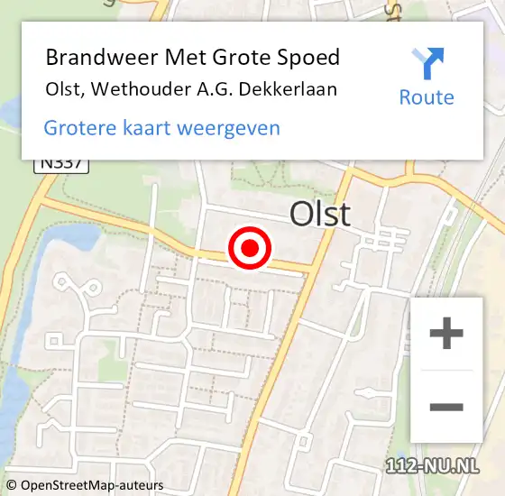 Locatie op kaart van de 112 melding: Brandweer Met Grote Spoed Naar Olst, Wethouder A.G. Dekkerlaan op 29 juli 2022 17:57