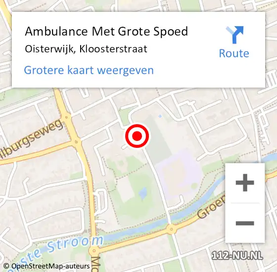 Locatie op kaart van de 112 melding: Ambulance Met Grote Spoed Naar Oisterwijk, Kloosterstraat op 24 juli 2014 17:54