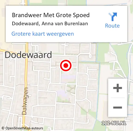 Locatie op kaart van de 112 melding: Brandweer Met Grote Spoed Naar Dodewaard, Anna van Burenlaan op 29 juli 2022 18:04