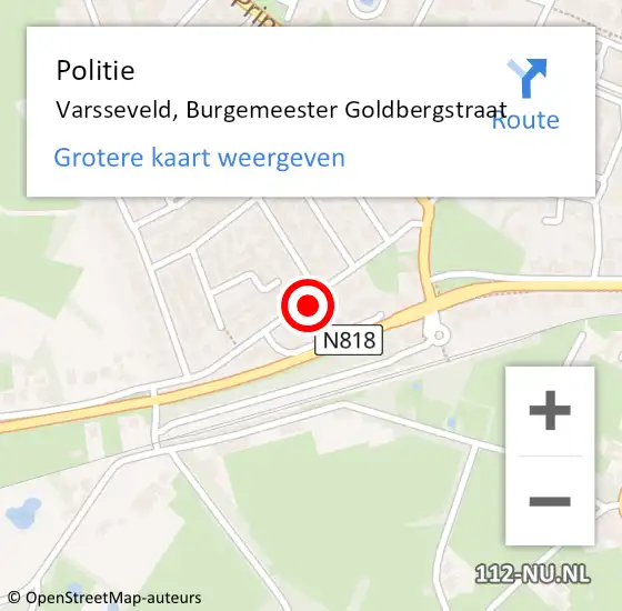 Locatie op kaart van de 112 melding: Politie Varsseveld, Burgemeester Goldbergstraat op 29 juli 2022 18:56