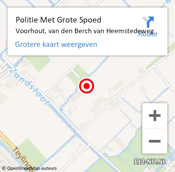 Locatie op kaart van de 112 melding: Politie Met Grote Spoed Naar Voorhout, van den Berch van Heemstedeweg op 29 juli 2022 18:59