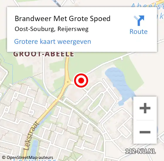 Locatie op kaart van de 112 melding: Brandweer Met Grote Spoed Naar Oost-Souburg, Reijersweg op 29 juli 2022 19:18