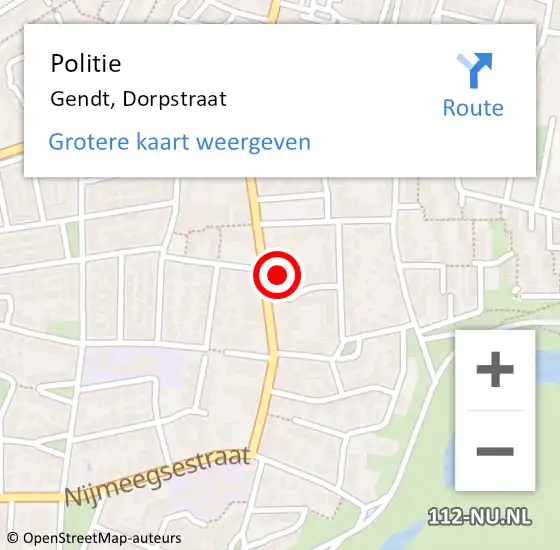 Locatie op kaart van de 112 melding: Politie Gendt, Dorpstraat op 29 juli 2022 19:20