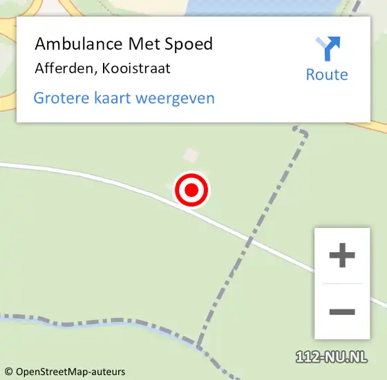 Locatie op kaart van de 112 melding: Ambulance Met Spoed Naar Afferden, Kooistraat op 29 juli 2022 19:30