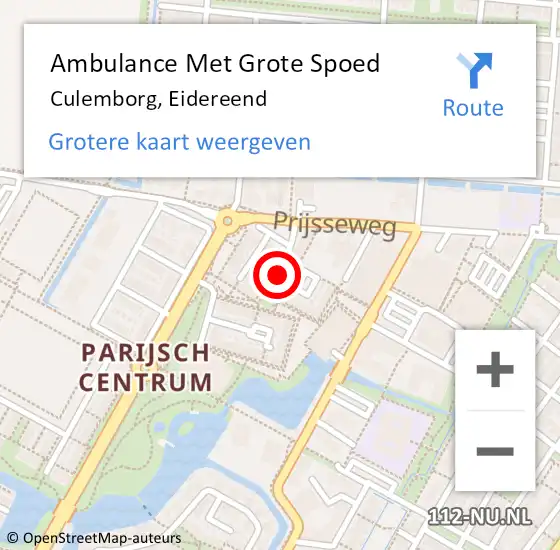 Locatie op kaart van de 112 melding: Ambulance Met Grote Spoed Naar Culemborg, Eidereend op 29 juli 2022 19:38