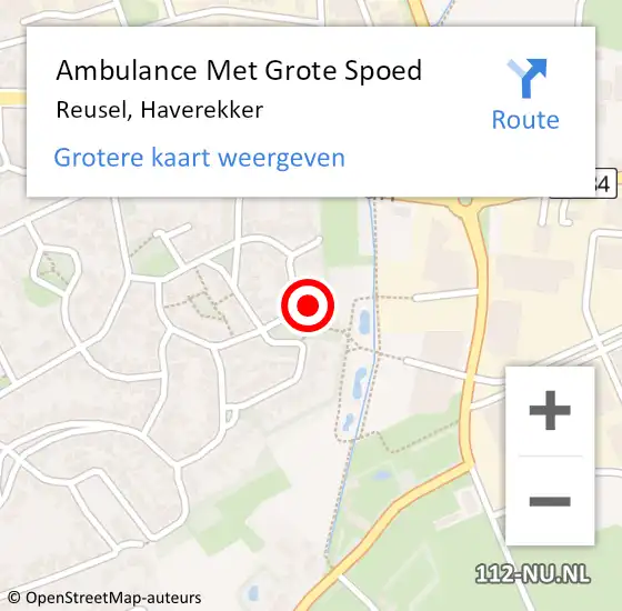 Locatie op kaart van de 112 melding: Ambulance Met Grote Spoed Naar Reusel, Haverekker op 24 juli 2014 18:08