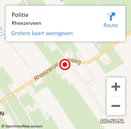 Locatie op kaart van de 112 melding: Politie Rheezerveen op 29 juli 2022 20:22