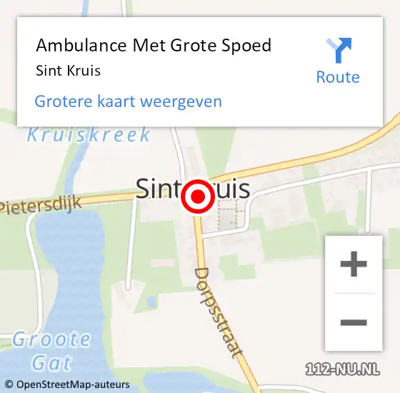 Locatie op kaart van de 112 melding: Ambulance Met Grote Spoed Naar Sint Kruis op 29 juli 2022 20:29