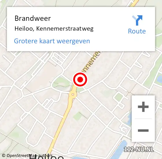 Locatie op kaart van de 112 melding: Brandweer Heiloo, Kennemerstraatweg op 24 juli 2014 18:12