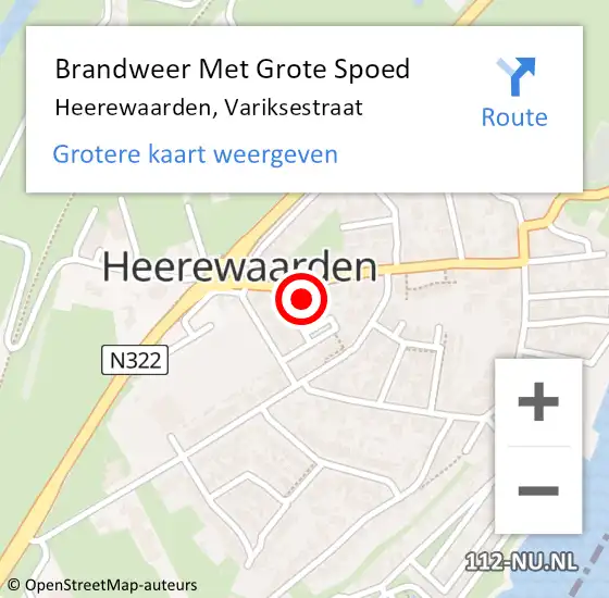 Locatie op kaart van de 112 melding: Brandweer Met Grote Spoed Naar Heerewaarden, Variksestraat op 29 juli 2022 20:47