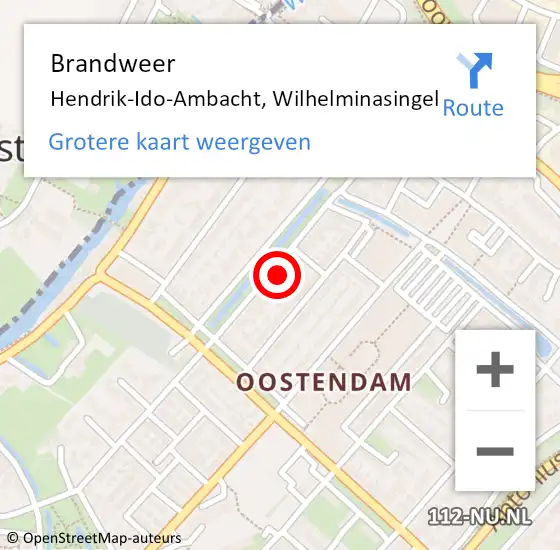Locatie op kaart van de 112 melding: Brandweer Hendrik-Ido-Ambacht, Wilhelminasingel op 29 juli 2022 20:47