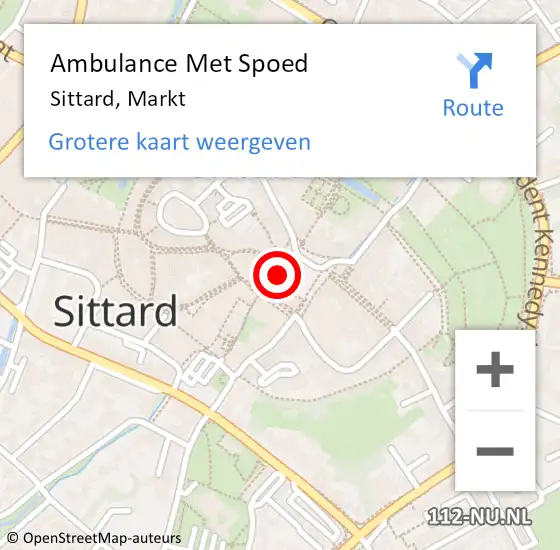 Locatie op kaart van de 112 melding: Ambulance Met Spoed Naar Sittard, Markt op 29 juli 2022 21:00