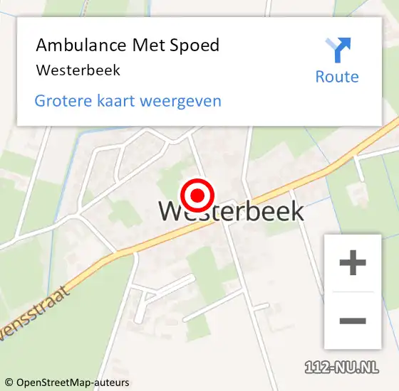 Locatie op kaart van de 112 melding: Ambulance Met Spoed Naar Westerbeek op 29 juli 2022 21:38