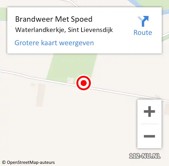 Locatie op kaart van de 112 melding: Brandweer Met Spoed Naar Waterlandkerkje, Sint Lievensdijk op 29 juli 2022 21:47