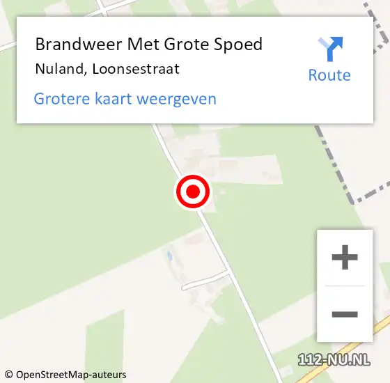 Locatie op kaart van de 112 melding: Brandweer Met Grote Spoed Naar Nuland, Loonsestraat op 29 juli 2022 21:48
