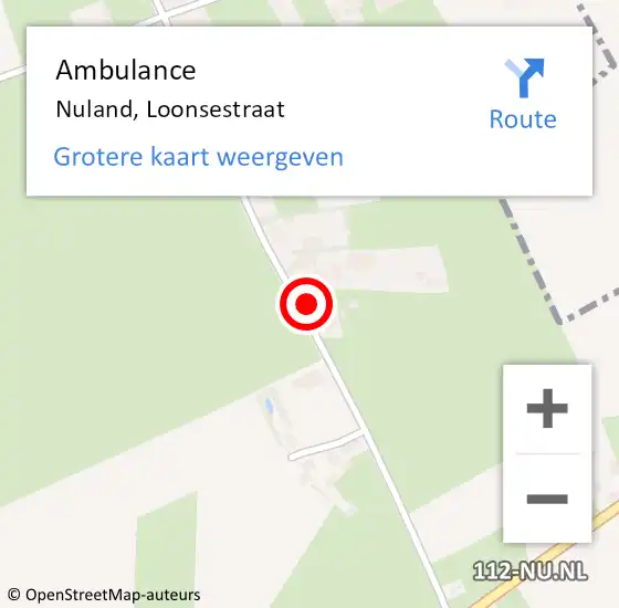 Locatie op kaart van de 112 melding: Ambulance Nuland, Loonsestraat op 29 juli 2022 21:55