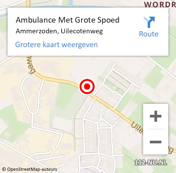 Locatie op kaart van de 112 melding: Ambulance Met Grote Spoed Naar Ammerzoden, Uilecotenweg op 29 juli 2022 21:58