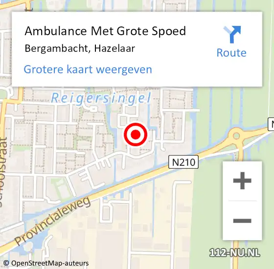 Locatie op kaart van de 112 melding: Ambulance Met Grote Spoed Naar Bergambacht, Hazelaar op 29 juli 2022 22:01