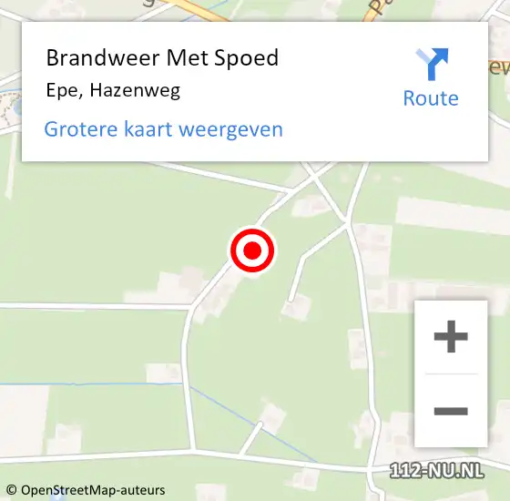 Locatie op kaart van de 112 melding: Brandweer Met Spoed Naar Epe, Hazenweg op 29 juli 2022 22:03