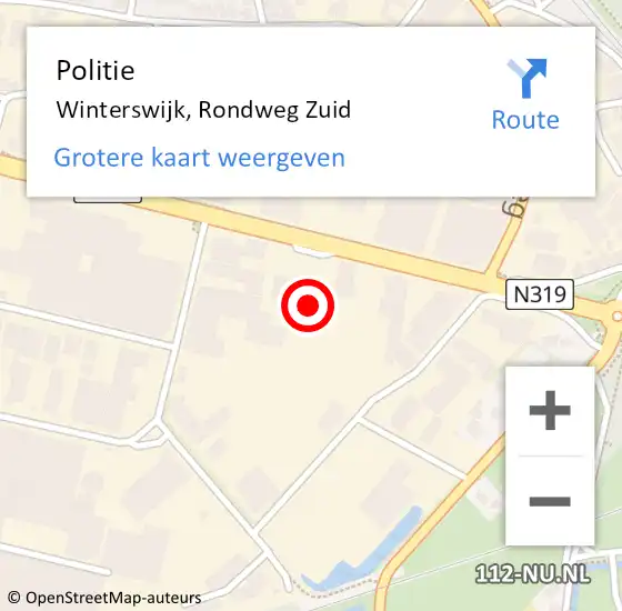 Locatie op kaart van de 112 melding: Politie Winterswijk, Rondweg Zuid op 29 juli 2022 22:04
