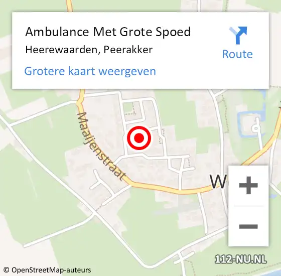 Locatie op kaart van de 112 melding: Ambulance Met Grote Spoed Naar Heerewaarden, Peerakker op 29 juli 2022 22:21