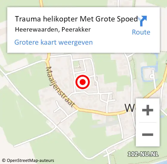 Locatie op kaart van de 112 melding: Trauma helikopter Met Grote Spoed Naar Heerewaarden, Peerakker op 29 juli 2022 22:29