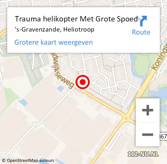 Locatie op kaart van de 112 melding: Trauma helikopter Met Grote Spoed Naar 's-Gravenzande, Heliotroop op 29 juli 2022 22:48