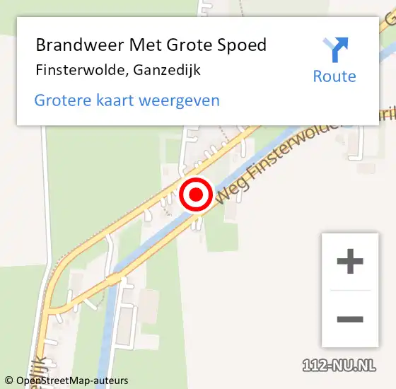 Locatie op kaart van de 112 melding: Brandweer Met Grote Spoed Naar Finsterwolde, Ganzedijk op 29 juli 2022 23:22