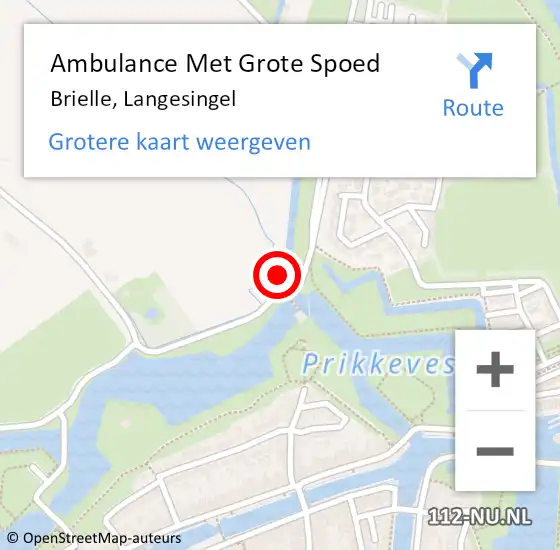 Locatie op kaart van de 112 melding: Ambulance Met Grote Spoed Naar Brielle, Langesingel op 29 juli 2022 23:39