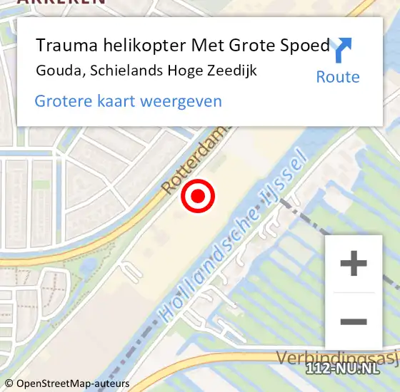 Locatie op kaart van de 112 melding: Trauma helikopter Met Grote Spoed Naar Gouda, Schielands Hoge Zeedijk op 29 juli 2022 23:59