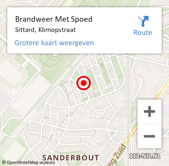 Locatie op kaart van de 112 melding: Brandweer Met Spoed Naar Sittard, Klimopstraat op 30 juli 2022 00:18