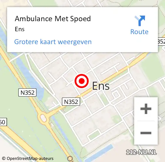 Locatie op kaart van de 112 melding: Ambulance Met Spoed Naar Ens op 30 juli 2022 00:45