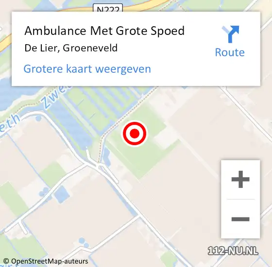 Locatie op kaart van de 112 melding: Ambulance Met Grote Spoed Naar De Lier, Groeneveld op 30 juli 2022 00:52