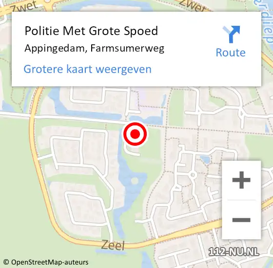 Locatie op kaart van de 112 melding: Politie Met Grote Spoed Naar Appingedam, Farmsumerweg op 30 juli 2022 01:49