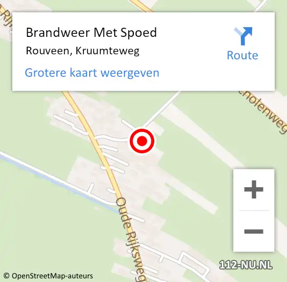 Locatie op kaart van de 112 melding: Brandweer Met Spoed Naar Rouveen, Kruumteweg op 30 juli 2022 01:54