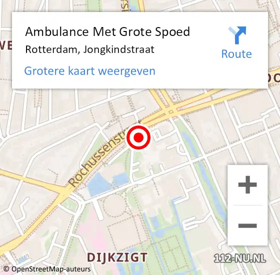 Locatie op kaart van de 112 melding: Ambulance Met Grote Spoed Naar Rotterdam, Jongkindstraat op 30 juli 2022 02:11