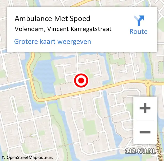 Locatie op kaart van de 112 melding: Ambulance Met Spoed Naar Volendam, Vincent Karregatstraat op 30 juli 2022 03:15