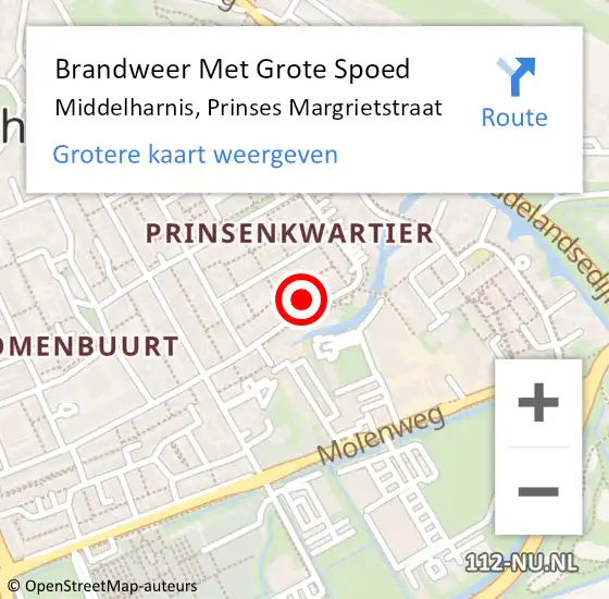 Locatie op kaart van de 112 melding: Brandweer Met Grote Spoed Naar Middelharnis, Prinses Margrietstraat op 30 juli 2022 03:21